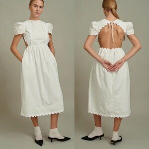 NWT Naya Rea Simona White cotton midi dress - 12 UK/ Sz Medium /Large